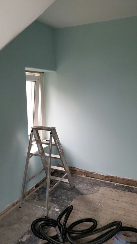 Dulux mint macaroon Feature Wall Paint, Disney Princess Bedroom, Mickey Mouse Bedroom, Blue Walls Living Room, House Transformation, Hallway Colours, Small Nursery, Mint Grey, Wall Colours