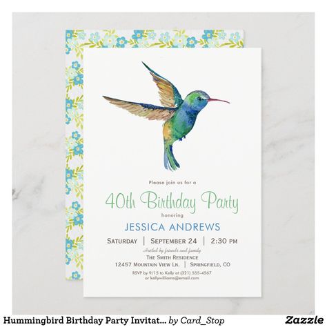 Hummingbird Birthday, Summer Birthday Invitations, House Gift Box, Housewarming Party Invitations, Joy Gifts, Retirement Party Invitations, 40th Birthday Invitations, Couples Shower Invitations, Congratulations Gift