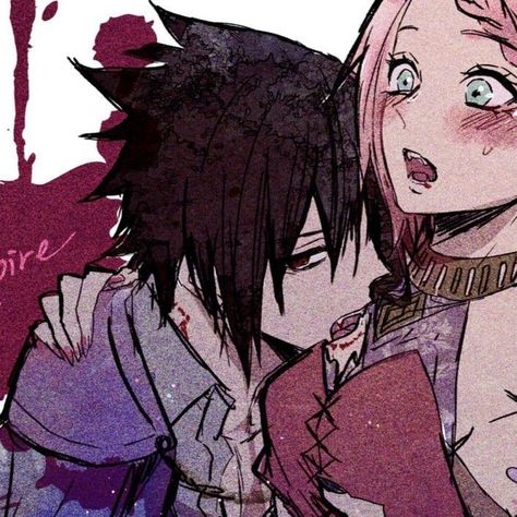 Sasusaku Matching Pfp, Sasusaku Matching Icons, Emo Cat Boy, Matching Photos, Cute Emo Couples, Sakura Manga, Aesthetic Pfps, Sasuke Uchiha Sakura Haruno, Couple Icon