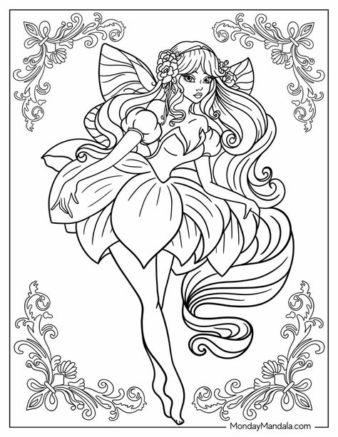 Unique & user friendly  Magical Fairy Coloring Pages (Free PDF. #Mandalas #Colors_For_Toddlers #Fireflies_In_A_Jar #Whimsical_Fairy Fairy Colouring Pages, Free Adult Coloring Pages, Fairy Coloring Pages, Princess Coloring Pages, Coloring Page Ideas, Fairy Coloring, Printables Free, Princess Coloring, Page Ideas