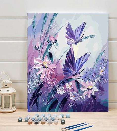 Painting-by-numbers kits provide a unique blend of relaxation, creativity, and artistic expression for fans of Star Wars, butterflies, birds, or anime. Diy Oils, Hand Pictures, Living Room Canvas, Butterfly Painting, Paint By Numbers, Paint By Number Kits, Wall Art Pictures, Abstract Oil, Diy Frame