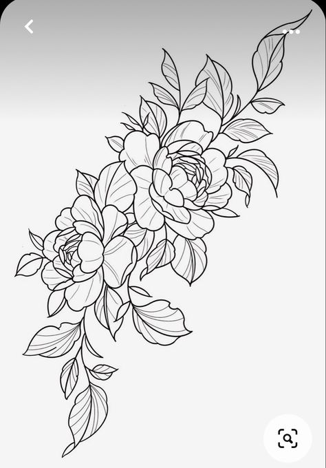 Flower Chest Tattoo Design, Flower Line Work Tattoo Design, Flower Shoulder Tattoo Stencil, Line Work Flowers Tattoo, Flower Tattoo Reference, Floral Sleeve Tattoo Stencil, Flower Arm Tattoo Stencil, Floral Stencil Tattoo, Botanical Tattoo Stencil