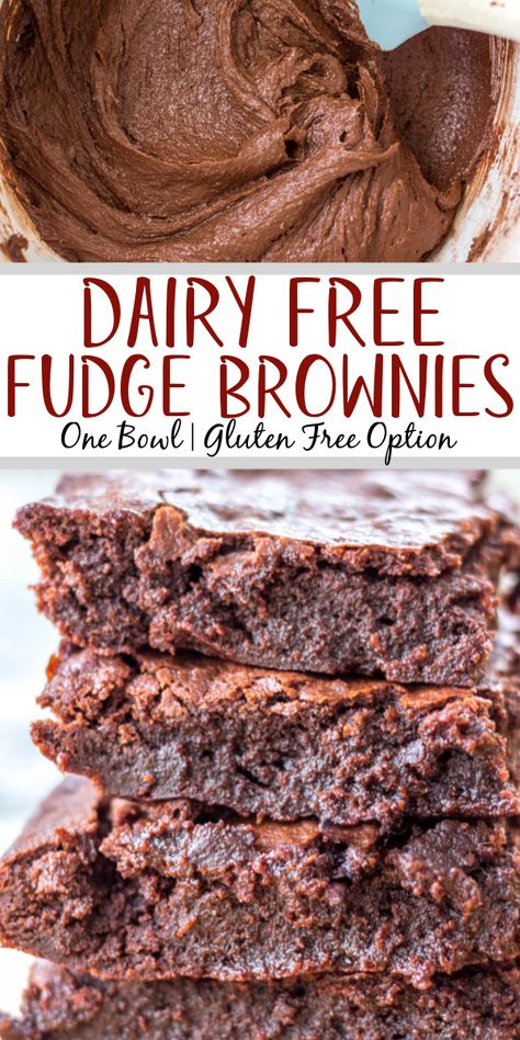 Brownie Recipes Dairy Free, Butter Free Brownies, Gluten And Dairy Free Brownies, Gluten Free Fudge Brownies, Quick Easy Dairy Free Dessert, Gf Df Brownies, Dairy Free Brownies Recipe, Lactose Free Brownies, Gluten Free Brownies Easy