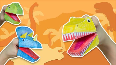 Dinosaurs Crafts, Dinosaur Diy, Dino Craft, Dinosaur Puppet, Paper Dinosaur, Puppets For Kids, Kids Workshop, Puppets Diy, Paper Puppets