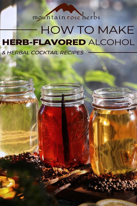 Want to make herb-flavored alcohol? Flavored spirits are super easy to make. All you need is alcohol, herbs of choice, and jars and bottles for infusing and storing. In a matter of days, you can stock your bar with a wide variety of different flavored spirits to take your cocktail creations to the next level. We’ve got three time-tested recipes to get you started—roasted cacao and vanilla bean brandy, smoked peppercorn vodka, and lavender gin. Yum, perfection in a bottle! Infused Alcohol Recipes, Lavender Gin, Infused Alcohol, Homemade Liqueur Recipes, Flavored Alcohol, Alcohol Infusion, Adult Beverages Recipes, Cooking Recipes For Dinner, Rose Recipes