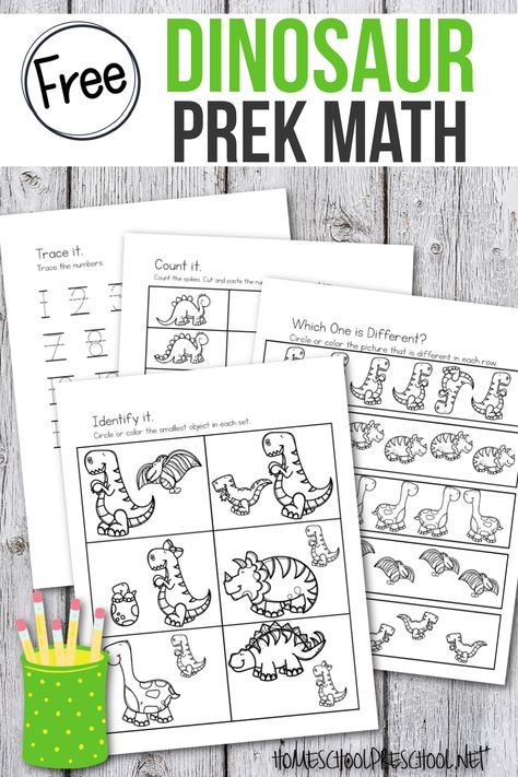 Add these dinosaur preschool math activities to your upcoming preschool lessons for a fun way to practice number to ten. Dinosaur Stories For Preschool, Prek Dinosaur Theme, T Rex Activities For Preschool, Dinosaur Counting Activities Preschool, Dinosaur Curriculum Preschool, Dinosaur Worksheets Free Printable, Dinosaurs Preschool Theme, Dinosaur Math Activities Preschool, Dinosaurs Preschool Activities