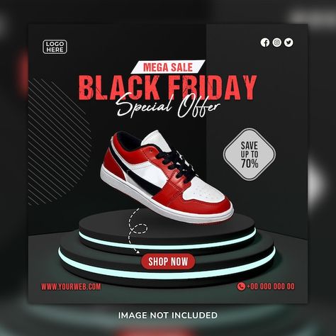 Shoes Social Media Post, Black Friday Shoes, Black Friday Design, 3d Background, Web Banner, Post Design, Banner Template, Ad Design, Psd Files