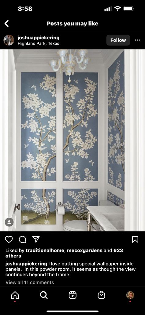 Special Wallpaper, How To Show Love, Powder Room, Design Inspo, Molding, Room Divider, Dream House, Frame, Furniture