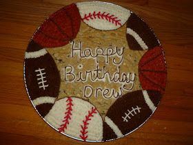 Indulge With Me: Happy Birthday Drew! Sports Cookie Cake, Target Cupcakes, Happy Birthday Torte, Big Cookies, Birthday Cake Cookies, Giant Cookies, Baseball Cookies, Me Happy Birthday, Sports Themed Cakes