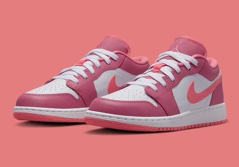 Air Jordan 1 Low GS "Desert Berry/Coral" 553560-616 | SneakerNews.com Air Jordan 1 Low Desert Berry, Air Jordan 1 Low Women, Nike Air Jordan 1 Low, Pink Sports, New Nike Air, Nike Air Jordan 1, Air Jordan 1 Low, Jordan 1 Low, Pink Shoes