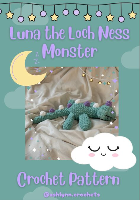 Crochet Nessie Pattern Free, Crochet Loch Ness, Nessie Crochet Pattern, Loch Ness Monster Crochet Pattern, Lochness Monster Crochet Pattern, Crochet Loch Ness Monster, Crocheted Plushies, Amigurumi Loch Ness Monster, Monster Crochet Pattern