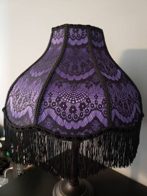 Antique Lamps Victorian, Purple Lamp, Vintage Lampshades, Goth Bedroom, Large Lamp, Purple Gothic, Victorian Lampshades, Decorative Lamp Shades, Purple Interior