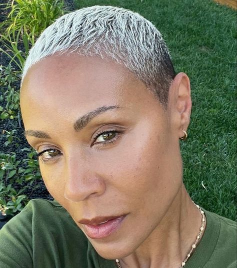 Asian Haircuts, Buzz Cut Fade, The Big Chop, Bleach Blonde Hair, Jada Pinkett, Curls Hair, Bald Hair, Grey Fox, Jada Pinkett Smith