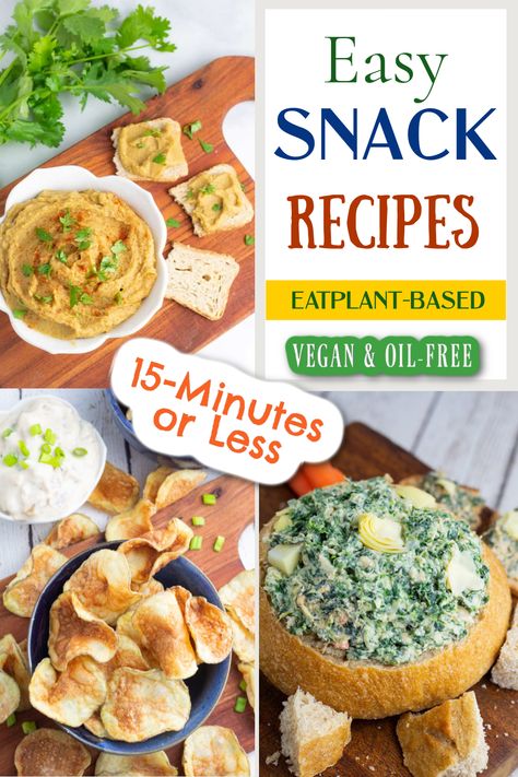 There are lots of healthy snacks that can be included in a plant-based diet and, for this list, we are sticking with the easy ones that can be made in 15-minutes or less. Oil Free Vegan Snacks, Wfpb Snack Recipes, Plant Based Snack Ideas, Plant Based Snacks Easy, Healthy Vegetarian Snack Recipes, Whole Food Plant Based Snacks, Quick Snack Ideas, Mcdougall Diet, Macrobiotic Recipes