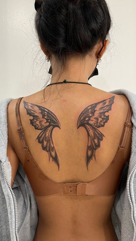 Moth Wings Tattoo, Back Tattoo Wings, Wings Tattoo Back, Back Wings Tattoo, Wing Back Tattoo, Back Butterfly Tattoo, Arms Tattoos, Wings Back Tattoo, Butterfly Wing Tattoo