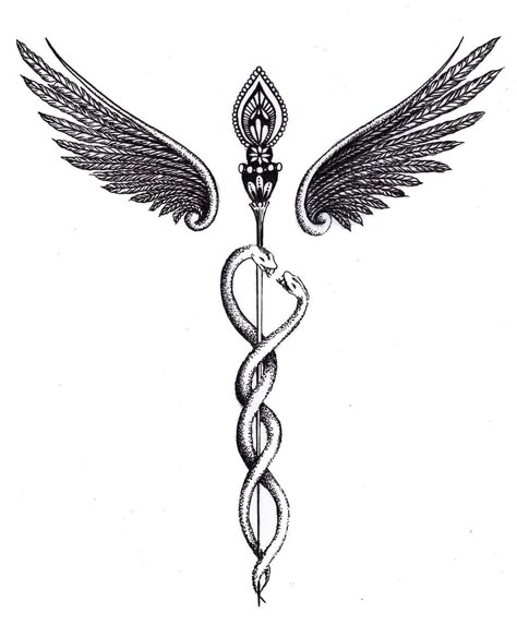 Cadeuces Tattoo, Healer Tattoo, Kundalini Tattoo, Hermes Tattoo, Medical Tattoos, Caduceus Tattoo, Angela Ziegler, Medical Tattoo, Nurse Tattoo