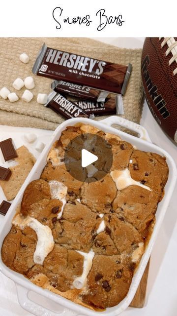 Jennifer Lunsford Brown | Knoxville Creator on Instagram: "Game Day Snacks are best when they only take 30 minutes and 4 or less ingredients.   What you will need ⬇️  Graham crackers Hershey Chocolate Bars  Mini marshmallows  Premade Cookie Dough (I use @nestletollhouse )  What you will do:   Grease baking dish and preheat oven to 350° Line dish with graham crackers  Too with chocolate Add marshmallows  Top with cookie dough  Bake 15 ish minutes depending on your pan size.   Allow to cool before cutting.   #gamedaysnacks #footballfood #gameday #tailgateparty #fallsnacks #falltreats #smorebars ##onepandessert #dessertideas #falldessert #smores #fiveingredients #fiveingredientsorless #cookiebars #desserts #easydesserts" Tailgate Sweet Treats, Premade Cookie Dough Recipes, Smores Bars Party Ideas, Mini Marshmallow Recipes, Mini Marshmallows Recipes, Smores Bar Party, Corn Side, Baked Smores, Graham Cracker Cookies