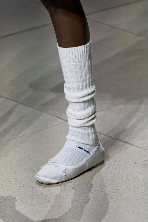 Miu Miu Fall 2022 Ready-to-Wear Fashion Show | Vogue Shoes And Socks, 가을 패션, Miu Miu Ballet Flats, Looks Vintage, Sock Shoes, Runway Fashion, Miu Miu, Ballet Flats, Ballet Shoes