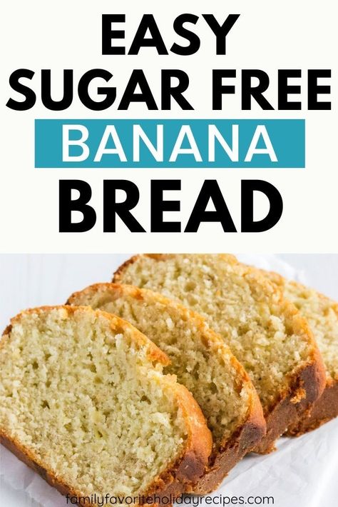 Banana Bread Without Sugar, No Sugar Banana Bread, Low Sugar Banana Bread, Sugar Free Banana Muffins, Sugar Free Bread, Sugar Free Foods, Sugar Free Banana Bread, Sugar Free Desserts Easy, Sour Cream Banana Bread