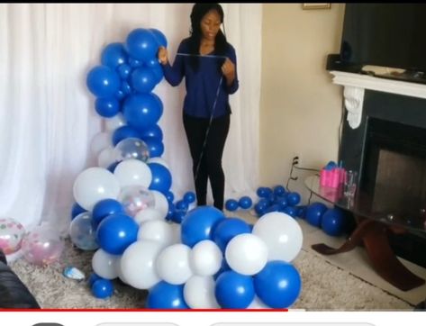 This is a beautiful balloon Garland made with balloons from the dollar tree. This can be great for boy baby shower or any kids party. Find the link to watch full video on YouTube below. White And Blue Balloon Garland, Tree Balloon, Blue Balloon Garland, Balloon Garland Diy, Garland Diy, Blue Balloon, White Balloons, Balloon Diy, Blue Balloons