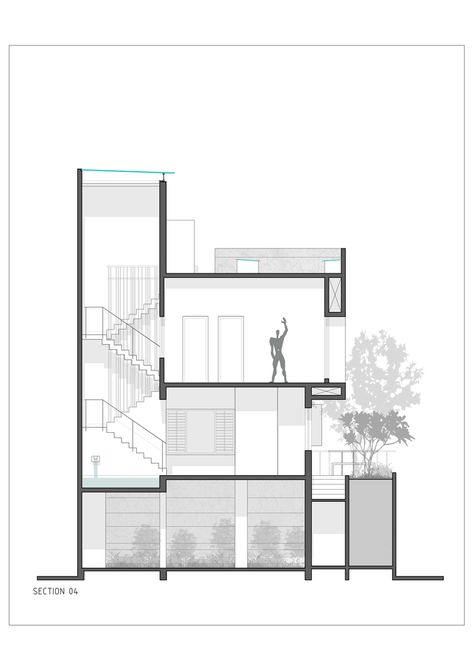 Gallery of The H Cube House / Studio Lagom - 29 Studio Lagom, Buildings Sketch, Cube House, Sketch Architecture, Cargo Container House, Narrow Staircase, Architectural Illustration, Compact House, Split Level House