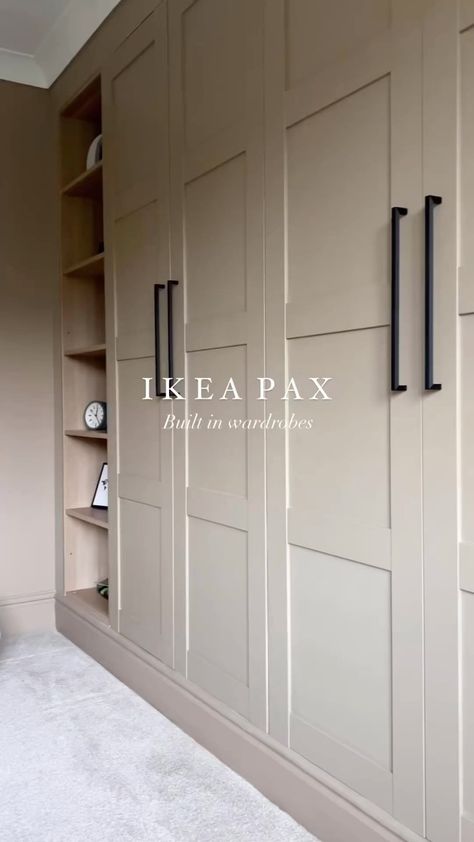 Fitted Pax Wardrobes, Ikea Built In Storage Cabinets, Ikea Bedroom Master Pax Wardrobe, Ikea Pax Storage Ideas, Built In Ikea Pax Wardrobe, Small Wardrobe Room, Pax Wardrobe Built In, Kids Room Built Ins, Space Saving Wardrobe Ideas