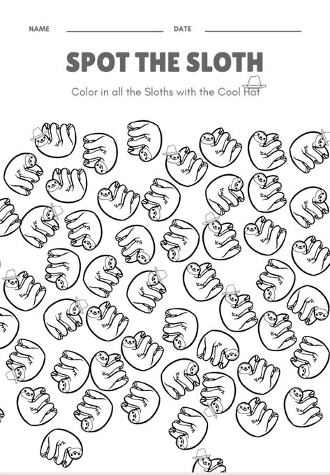 Free Sloth Themed Kids Activity Sheets - Help My Kids Are Bored Sloth Activities For Preschool, Sloth Activities, Aba Crafts, Jungle Preschool, Kids Activity Sheets, Animals Habitat, Kids Math Activities, Jungle Activities, Zoo Activities