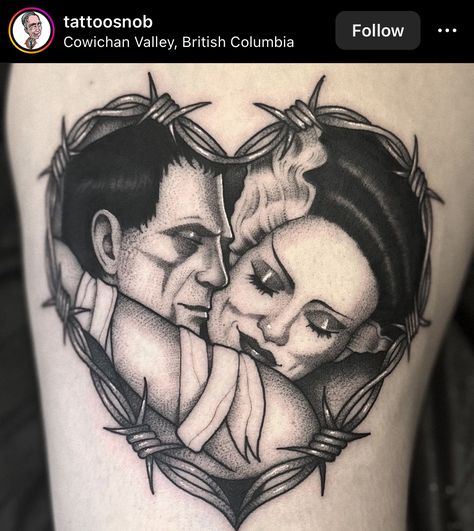 Blue Dragon Tattoo, Frankenstein Tattoo, Brides With Tattoos, Wicked Tattoos, Theme Tattoo, Creepy Tattoos, Spooky Tattoos, Tattoos Skull, Horror Tattoo