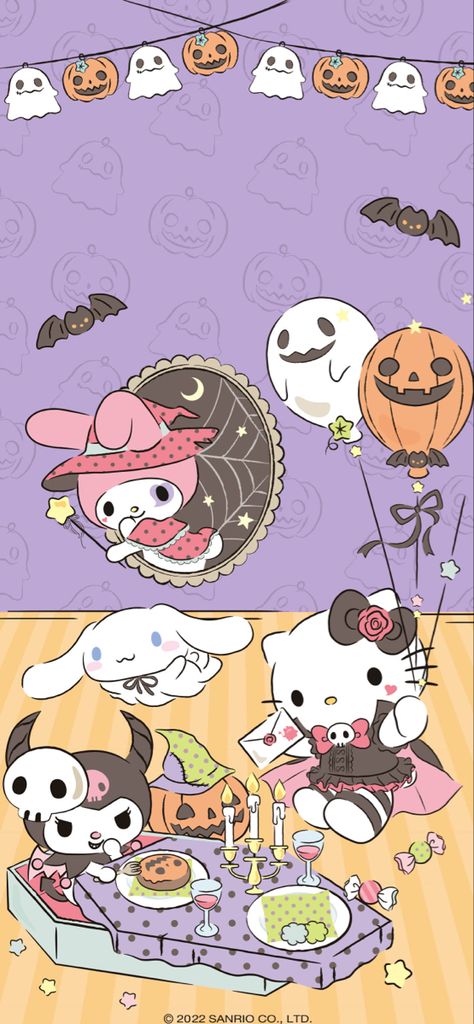 Hello Kitty Halloween Wallpaper, Tartan Wallpaper, Njoy Obs, Halloween Wallpaper Cute, Sailor Moon Wallpaper, Hello Kitty Backgrounds, Hello Kitty Halloween, Hello Kitty Art, Wallpaper Cute