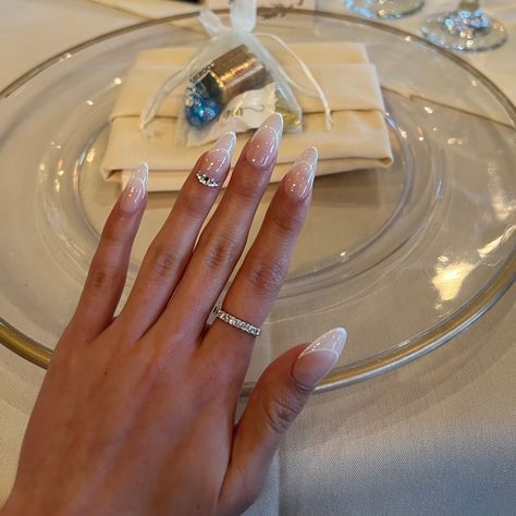 Classy bling French gel-x nails Classy Wedding Guest Nails, Nails For A Wedding Guest, Nails For Wedding Guest Classy, Nails For Wedding Guest, Wedding Guest Nail, Wedding Guest Nails, Nails For Wedding, Illustration Poses, Fashion Illustration Poses