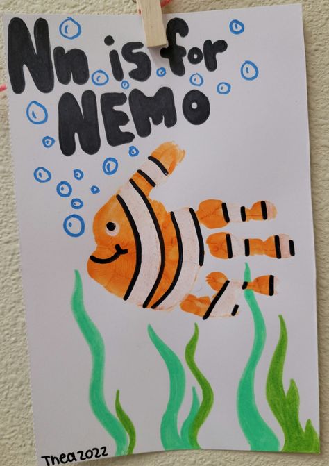 N Week Preschool, Letter N For Preschoolers Activities, Letter N Crafts For Preschoolers Art, N Handprint Craft, Letter N Projects For Preschool, Letter N Handprint Craft, Letter N Handprint, Letter N Preschool Crafts, N Crafts For Toddlers