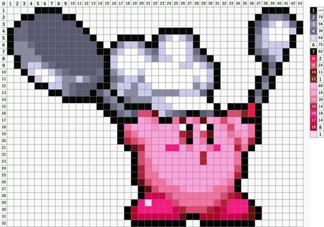 Kirby Embroidery Pattern, Pixel Art Kirby, Kirby Cross Stitch, Easy Pixel Art, Pixel Art Templates, Pixel Drawing, Pixel Art Grid, Pix Art, Graph Paper Art