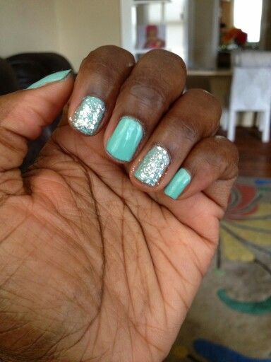 Teal nails Teal Nails, Silver Line, Acrylic Nail Designs, My Nails, Acrylic Nails, Nail Designs, Prom, Nails, Silver