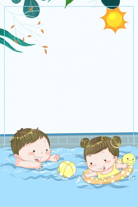 Baby Swimming Pool Poster Background Swimming Backgrounds, Baby Pool Template, Swimming Pool Drawing, Poster Baby, Watercolor Swimming Pool, Pool Water Illustration, Swimming Pool Illustration Art, Swimming Pool Photography, Swimming Cartoon