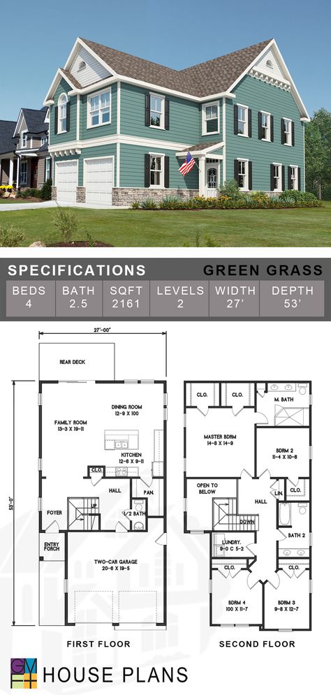 Free House Design, Open Living Area, Open Living, Walk In Closets, Narrow House, Sims House Plans, Family House Plans, Custom House, House Blueprints