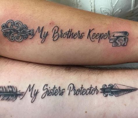 My Sister Protector Tattoo, Brother Tattoo Quotes, Sister Protector Tattoos, Brother Tattoo Ideas, Matching Quote Tattoos, Matching Symbols, Best Brother Quotes, Brother Tattoo, Unique Tattoos Black Women