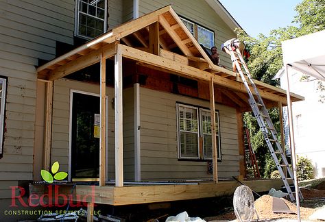 shed roof to gable end framing | Recent Photos The Commons Getty Collection Galleries World Map App ... Front Porch Roof, Front Porch Pergola, Porch Overhang, Front Porch Remodel, Front Porch Addition, Porch Remodel, Porch Addition, Building A Porch, Porch Roof