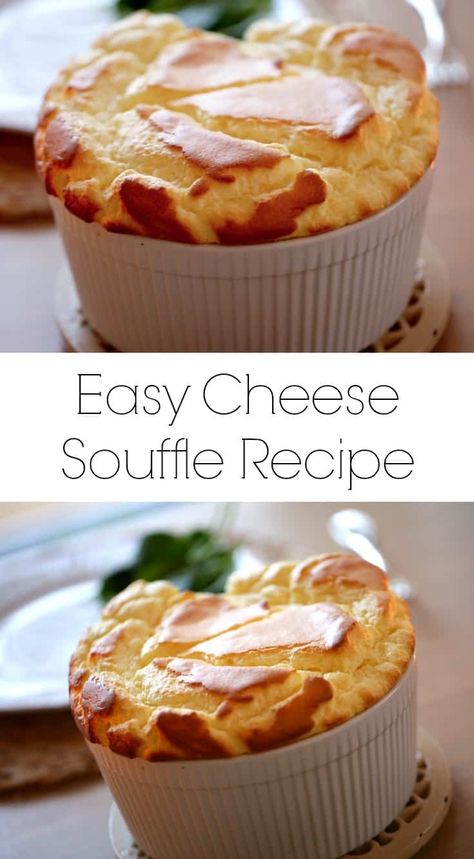 A Cheese Souffle Recipe easy enough for a weeknight meal! Includes recipe video tutorial Cheese Suflet, Egg Suffle Recipe, Sufle Recipe Desserts, Souflee Recipes, Ramekin Souffle, Cheese Souffle Recipe, Souffle Recipes Easy, Cheese Souffle Recipes, Ramekin Recipe