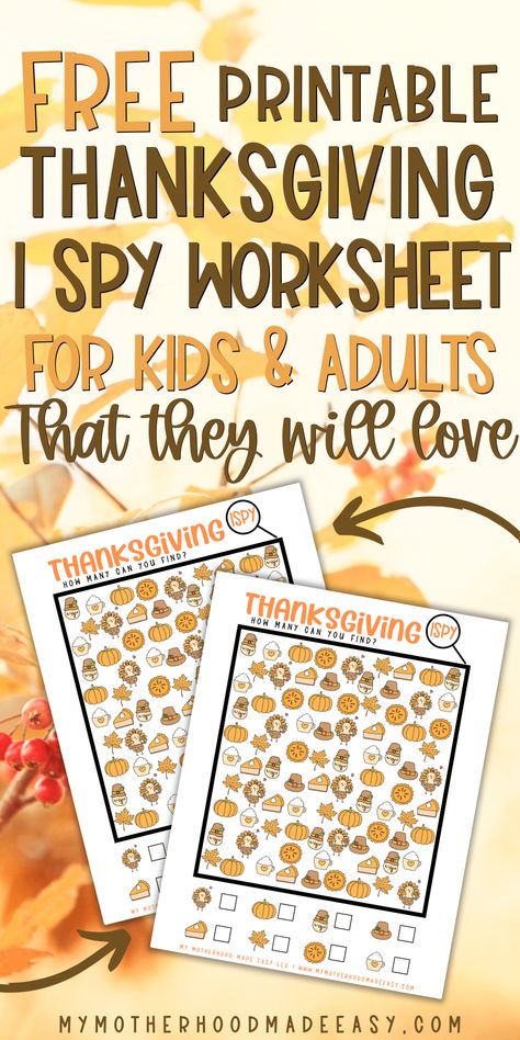 Are you looking for a fun thanksgiving activity? Try our FREE Printable Thanksgiving ISPY Worksheet PDF! Perfect for kids and adults! Read more. Thanksgiving Ispy, Ispy Worksheet, Thanksgiving I Spy, Thanksgiving Activities For Kindergarten, Thanksgiving Coloring Sheets, Thanksgiving Word Search, Free Printable Thanksgiving, Thanksgiving Worksheets, Free Thanksgiving Printables