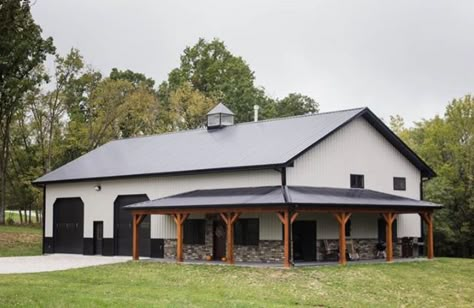 Beautiful as ever Pool Barn House, Metal Pole Barns, Barn With Living Quarters, Pole Barn Home, Mansion Homes, Pole Barn Garage, Metal Building House Plans, Building A Pole Barn, Steel Building Homes