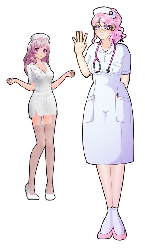 12/15/22 Yandere Simulator Nurse, Yandere Simulator Redesign, Yansim Redesign, Nevada Tan, Yandere Simulator Fan Art, Nurse Drawing, Yendere Simulator, Yandere Simulator Characters, Hello Nurse