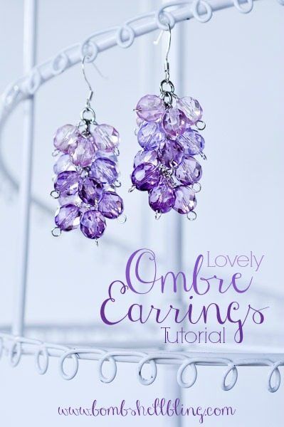 Ombre Earrings Tutorial Jewel Earrings, Purple People, People Eater, Ombre Earrings, Earrings Tutorial, Diy Bijoux, Making Jewellery, Necklace Tutorial, Bridal Earrings Pearl