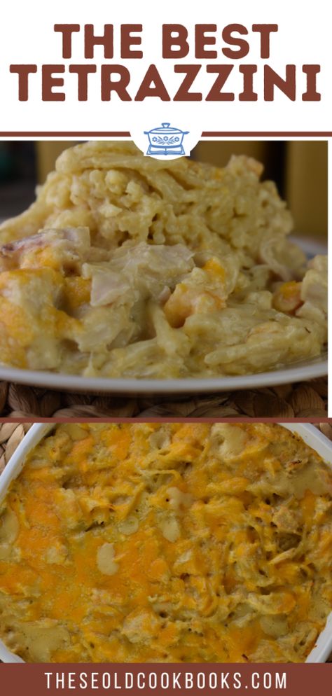 This classic recipe for turkey tetrazzini has one special ingredient that takes it from good to downright amazing. This turkey tetrazzini recipe is so good that you will want to make it all year long, not just with leftover turkey after Thanksgiving Turkey Tetrazzini Recipe Pioneer Woman, Turkey Tettrazini, Turkey Tetrazzini Recipe Easy, Turkey Tetrazzini Recipe, Recipe For Turkey, Turkey Tetrazzini, Old Cookbooks, How To Make Turkey, Leftover Turkey Recipes