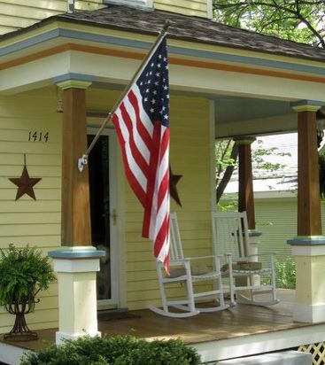 Flag pole Porch Stairs, Mid Century Ranch, House Accessories, Flag Pole, Back Porch, Cool Rooms, Ranch House, Garden Flags, Painting Inspiration