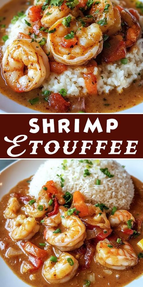 Transport your taste buds to Louisiana with this authentic Shrimp Étouffée recipe. 🌶️🍤 Perfect for seafood lovers and anyone craving Cajun comfort food. 😍 #SouthernFood #SeafoodEats #FoodiesOfPinterest Seafood Etouffee Recipe, Authentic Creole Recipes, Etouffee Recipe Easy, Cajun Dessert Recipes, Cajun Recipes Louisiana, Best Gumbo Recipe, Chicken Etouffee, Cajun Comfort Food, Fish And Shrimp Recipes