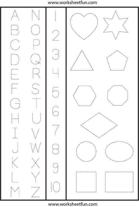 Letters numbers & shapes tracing worksheet Shapes Tracing, Tracing Pictures, Tracing Worksheets Free, Shape Tracing Worksheets, Printable Alphabet Worksheets, Teacher Board, Preschool Tracing, Work Sheet, Tracing Worksheets Preschool