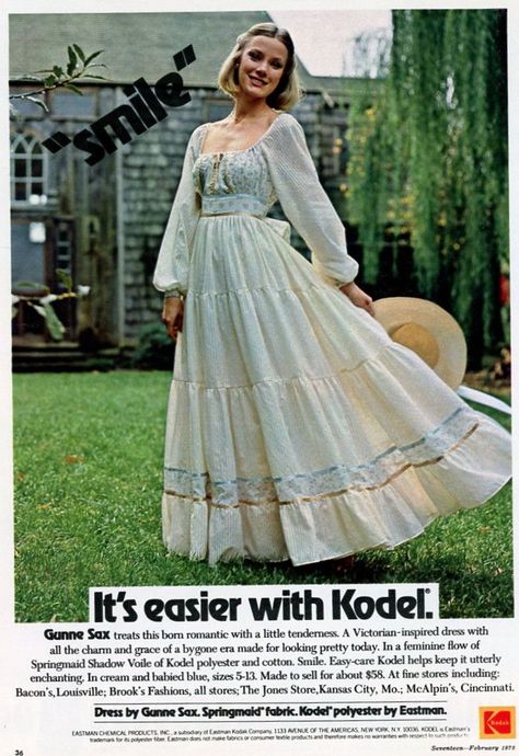 Prarie Dresses, Prairie Fashion, Housewife Dress, 70s Prairie Dress, Southern Fashion, Hollywood Costume, Sweet Clothes, 20th Century Fashion, 1970s Dresses