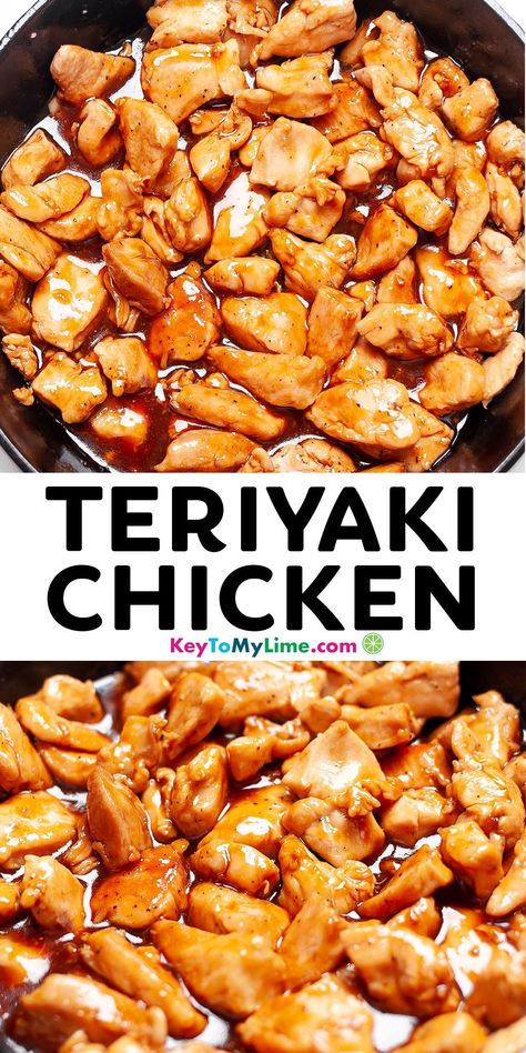 Teriyaki Chicken Bites, Cubed Chicken Recipes, Chicken Bites Recipes, Easy Teriyaki Chicken, Teriyaki Recipe, Chicken Teriyaki Recipe, Easy Chicken Dinner Recipes, Homemade Teriyaki Sauce, Chicken Bites