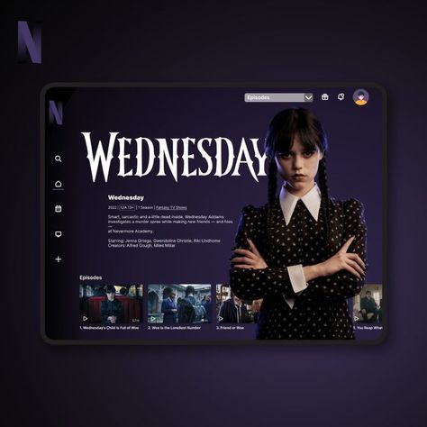 Movie Website Design, Wednesday Netflix Series, Wednesday Design, Interactive Magazine, Fantasy Tv Shows, Movie Website, Website Ideas, 3 Friends, Graphic Design Tips