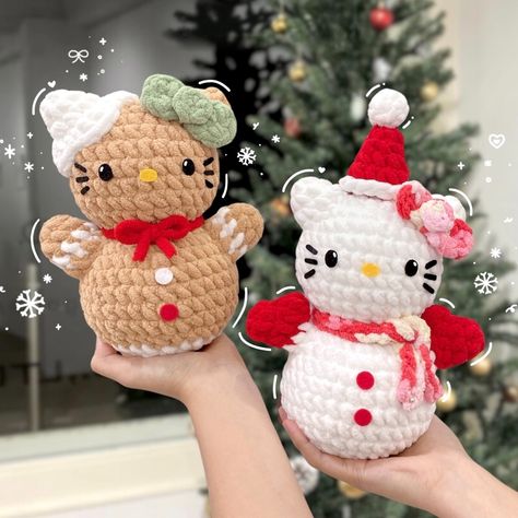 2in1 Gingerbread & Snow Hello Kitty [Digital PDF] - Monua Stuff's Ko-fi Shop - Ko-fi ❤️ Where creators get support from fans through donations, memberships, shop sales and more! The original 'Buy Me a Coffee' Page. Snow Hello Kitty, Hello Kitty Crochet, Crochet Xmas, Crochet Disney, Quick Crochet Patterns, Hello Kitty Christmas, Crochet Business, Crochet Design Pattern, Kawaii Crochet